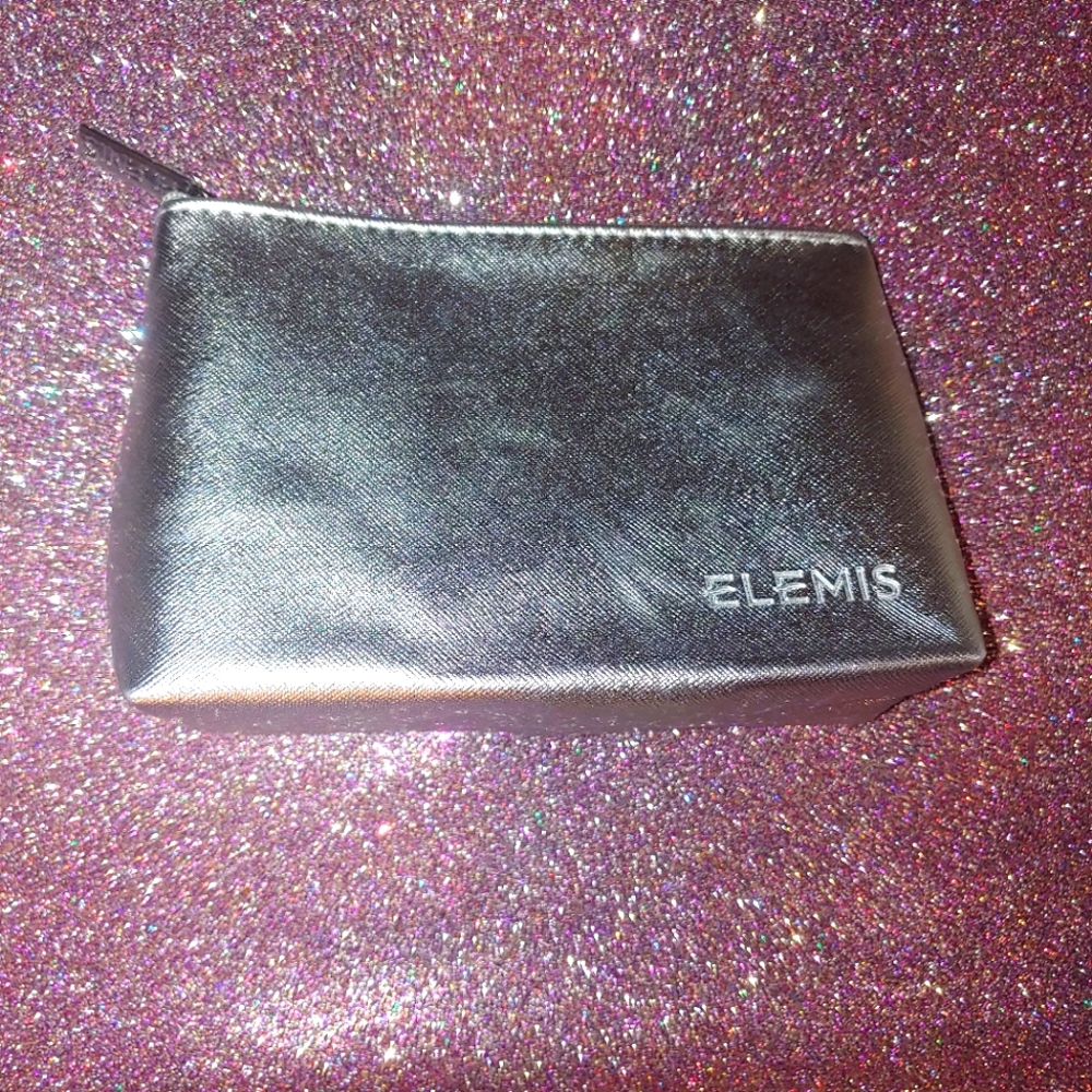ELEMIS Silver Metallic Cosmetics Case Zipper Pouch Makeup Bag